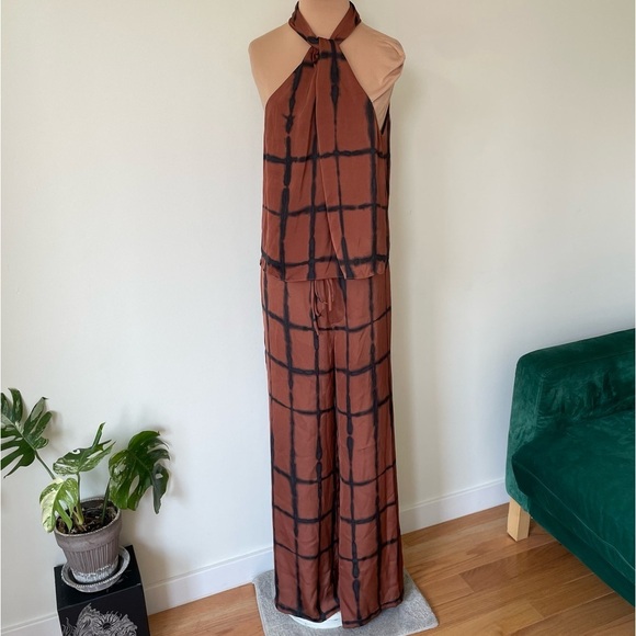 Jonathan Simkhai Katana Halter Twist Blouse Joey Wide Leg Pant Shibori Set NWT M - Picture 3 of 11